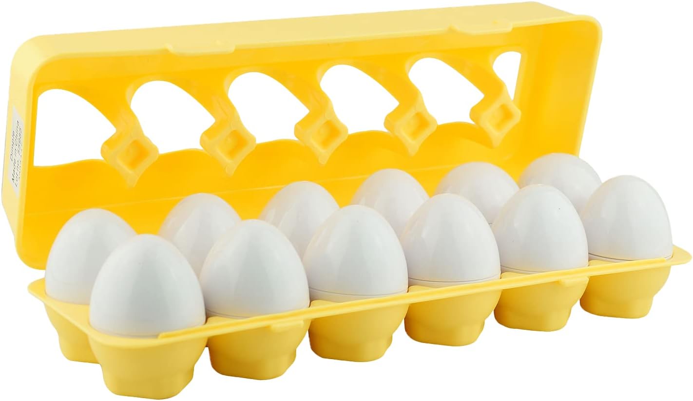 12-Piece Vehicle Car Egg Matching Toy Set with Holder – STEM Educational Shape and Color Puzzle, Ideal for Easter Baskets and Gifts for Kids and Toddlers