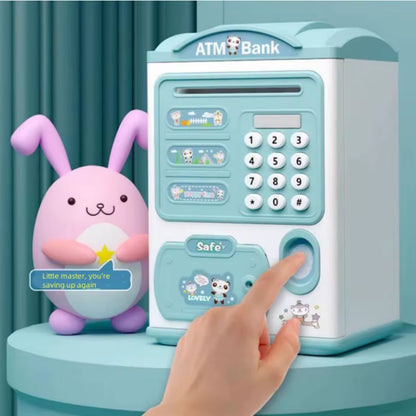 Banknote Fingerprint Deposit Box Electronic ATM Coin Deposit Box Cash Safe Large Space Bank Children'S Password Lock Birthday Gi