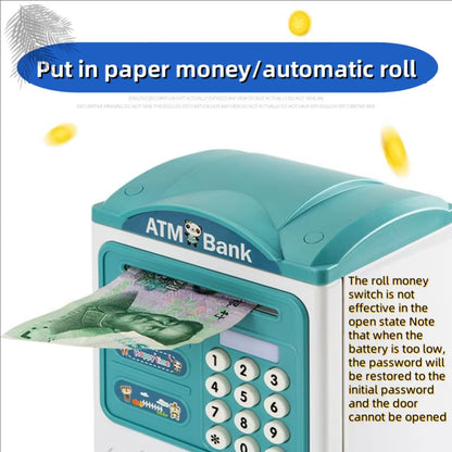 Banknote Fingerprint Deposit Box Electronic ATM Coin Deposit Box Cash Safe Large Space Bank Children'S Password Lock Birthday Gi